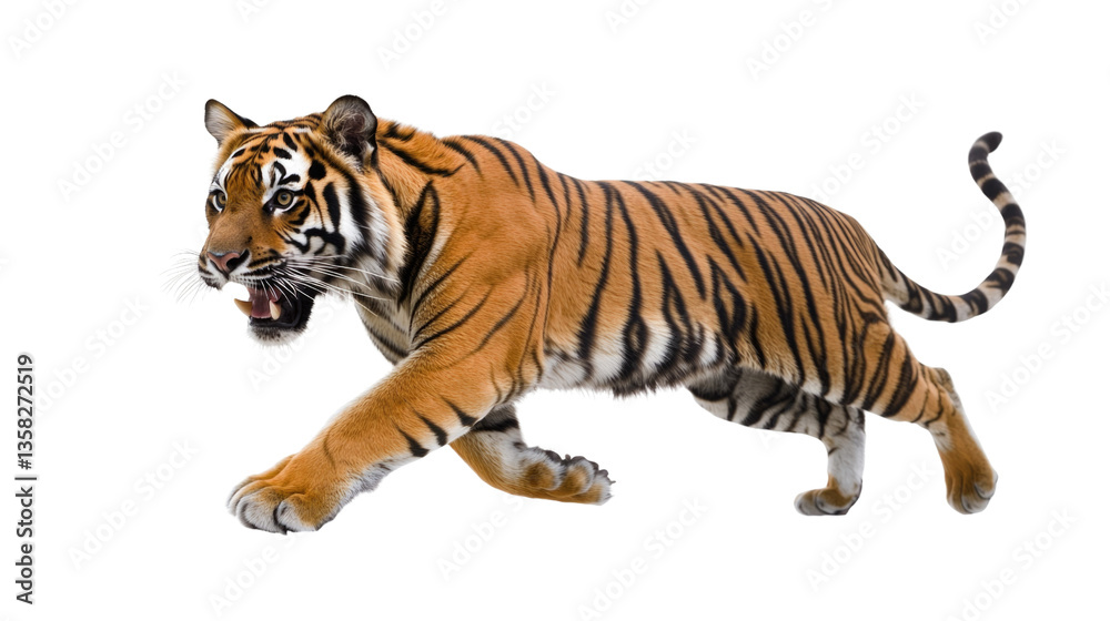 Obraz premium Majestic Tiger Running with Prey in Its Mouth in a Dramatic Action Pose