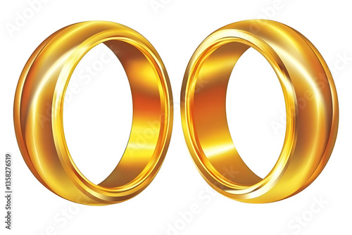 Illustration Golden Wedding Rings for Eternal Love on Transparent Background