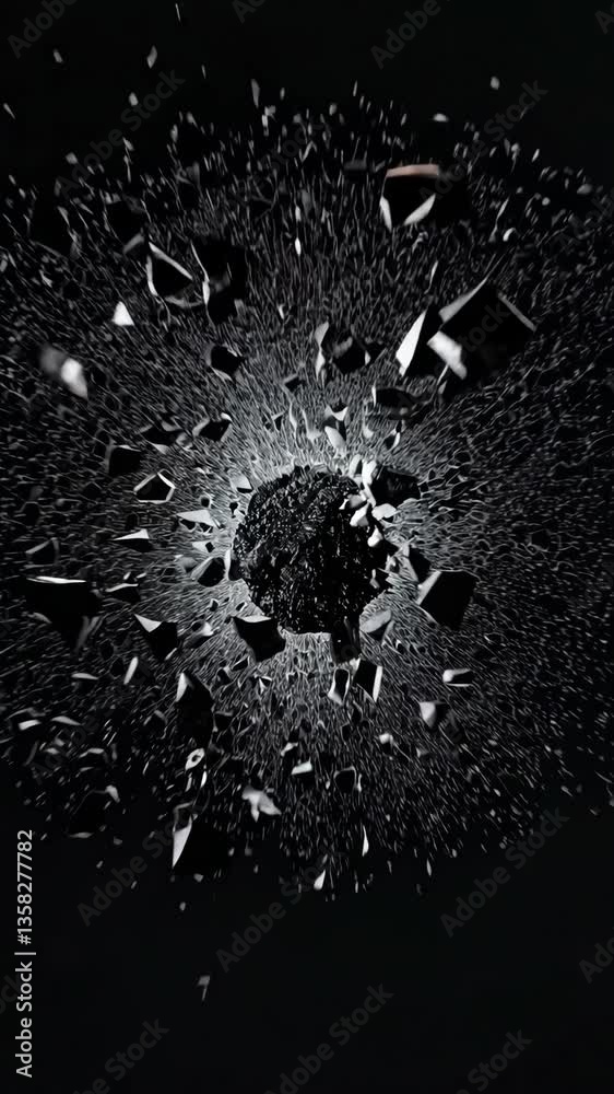 Introducing a unique black mineral specimen captured in dark surroundings to highlight its texture and shape in a captivating way
