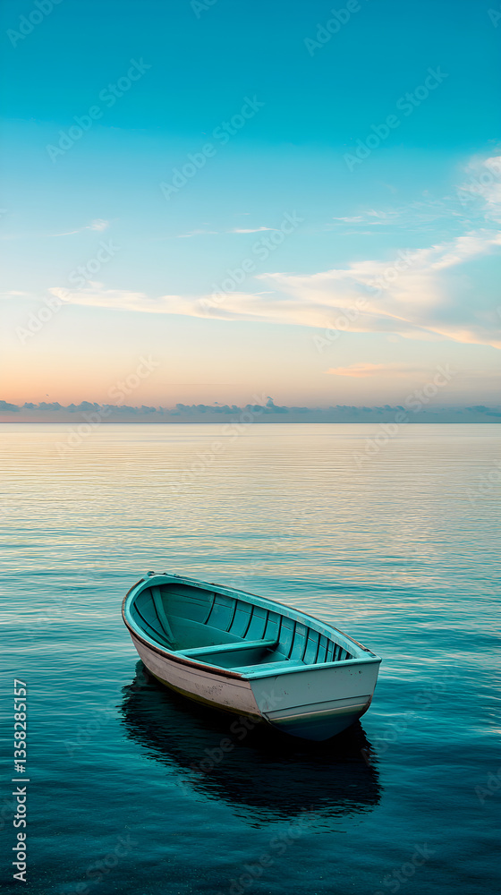 Naklejka premium Soulful Harmony: Turquoise Tones Uniting Sky, Sea, and Tranquility in a Coastal Dreamscape