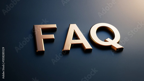 Golden faq acronym on dark blue background representing frequently asked questions