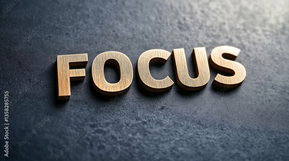 Naklejka premium Golden focus word inspiring concentration and determination