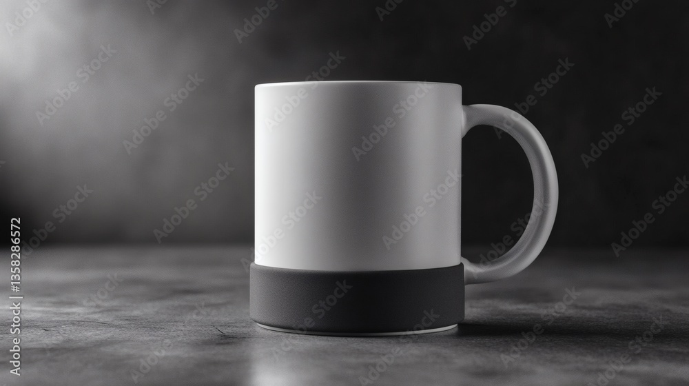 Obraz premium Monochromatic minimalism: A serene studio shot of a modern white coffee mug