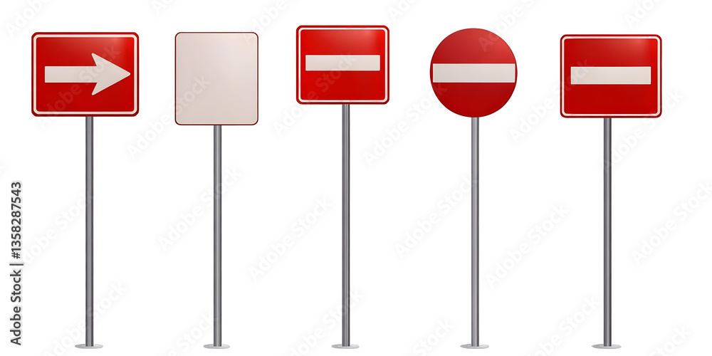 Illustration of Various Red White Regulatory Road Traffic Signs Illustration of Various Red White Regulatory Road Traffic Signs