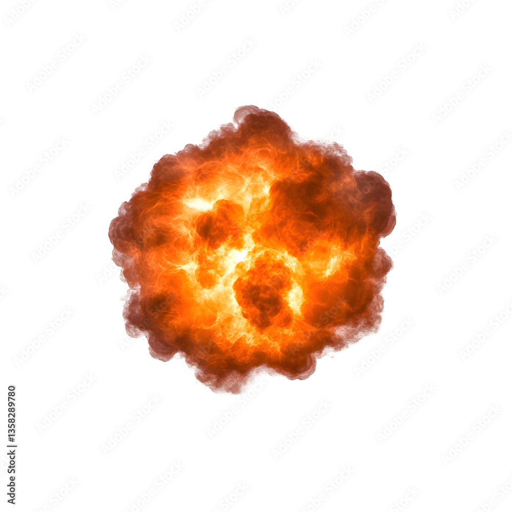 Obraz premium Isolated 3d Illustration of Fire Explosion Burst on Transparent Background