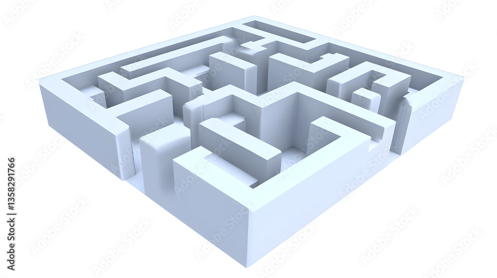 Isolated Transparent Background 3D White Maze Puzzle Labyrinth Game Isolated Transparent Background 3D White Maze Puzzle Labyrinth Game