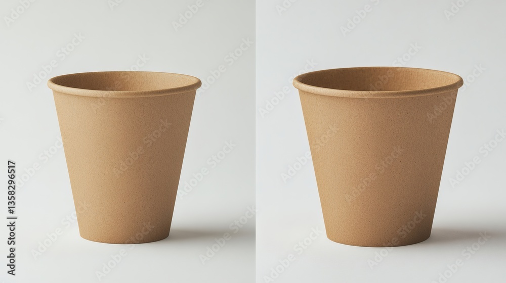 Minimalist Presentation of Two Craft Paper Cups for Product Mockup Display Minimalist Presentation of Two Craft Paper Cups for Product Mockup Display
