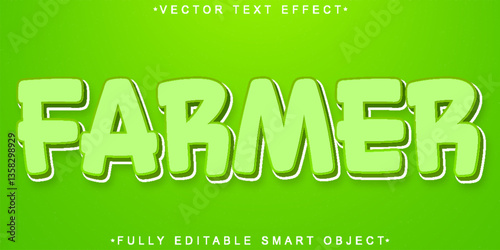Cartoon Farmer Vector Fully Editable Smart Object Text Effect