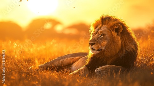 Nature Lion Perspective Sunrise Resting Golden Light photo