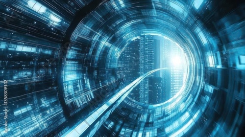 Futuristic Hyperloop Transportation System: A Journey Through a Digital Tunnel