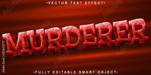 Red Prison Murderer Vector Fully Editable Smart Object Text Effect