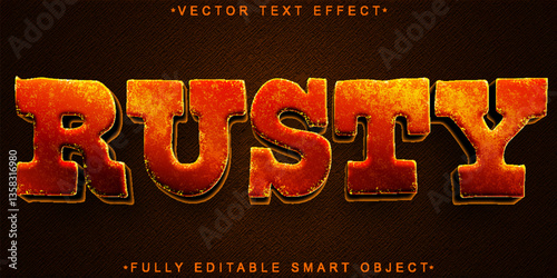Worn Rusty Bronze Vector Fully Editable Smart Object Text Effect