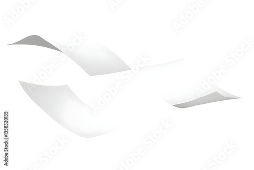 Illustration of Flying White Paper Sheets Isolated on Transparent Background