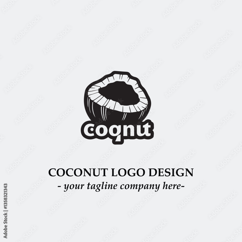 coconut illustration for logo company black and white vector image coconut illustration for logo company black and white vector image