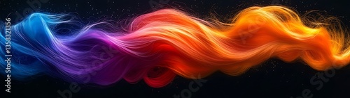 A flowing abstract of vibrantly colored light and hair