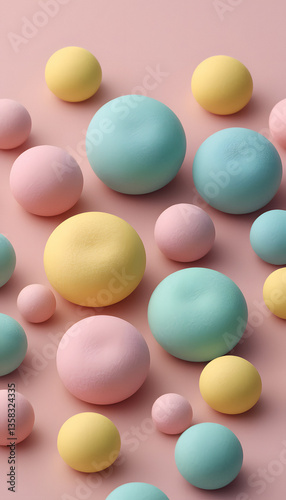 Pastel Colored Spheres Abstract Background