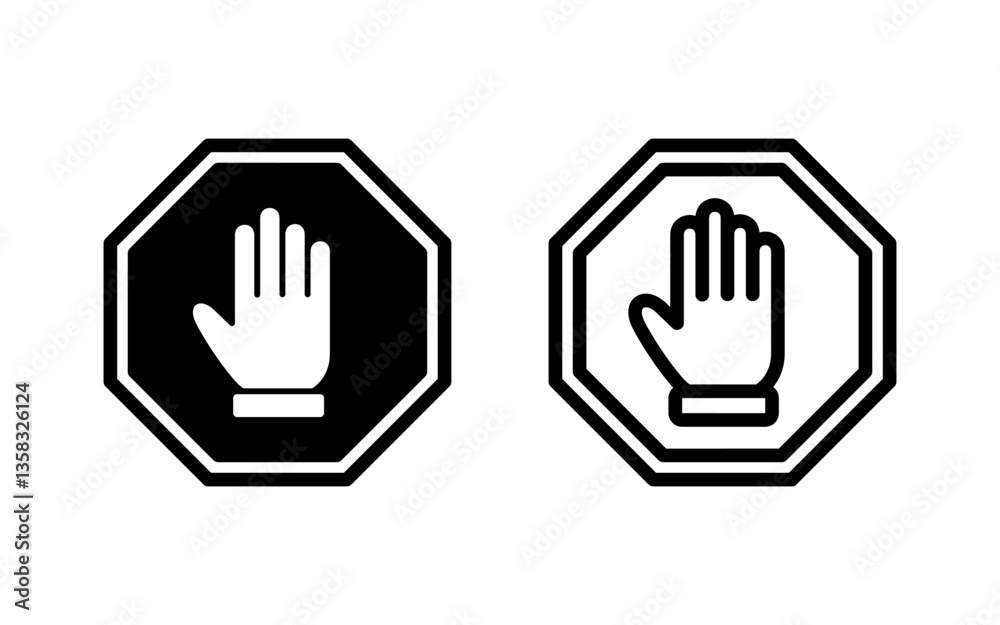 Stop icon vector illustration. stop road sign. hand stop sign and symbol. Do not enter stop red sign with hand Stop icon vector illustration. stop road sign. hand stop sign and symbol. Do not enter stop red sign with hand