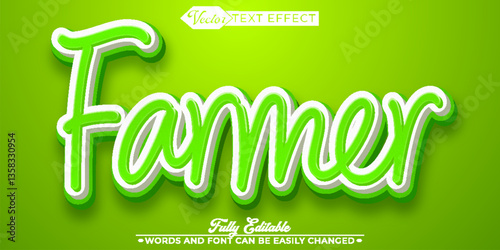 Cartoon Farmer Vector Editable Text Effect Template