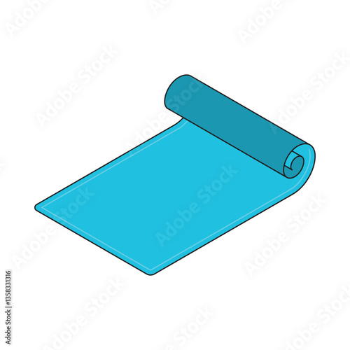 Isometric Foldable Yoga Mat for Exercise and Stretching Illustration Isolated on White Background