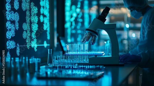 Cutting-edge medical scientists in life science laboratory, Generative AI
