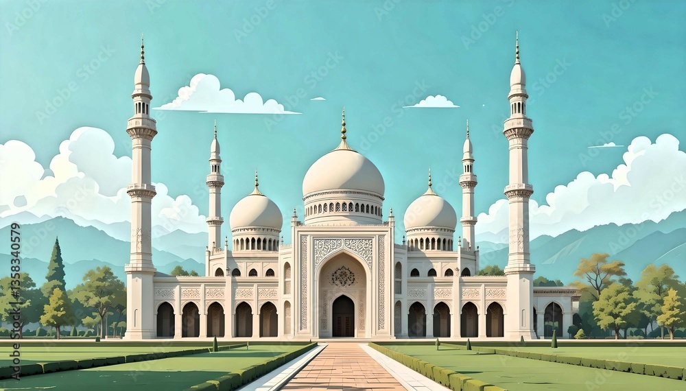Fototapeta premium Mosque illustration. Islamic arabian