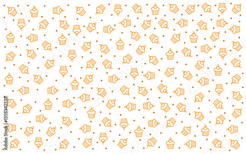 Abstract cupcake pattern. Wallpaper decoration. Vector illustration