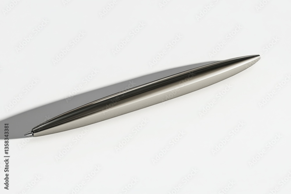 Sleek Silver Pen with Minimalist Design, and Office Stationery. Sleek Silver Pen with Minimalist Design, and Office Stationery.