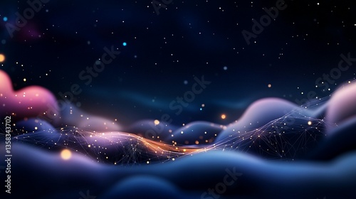 Abstract night landscape digital art