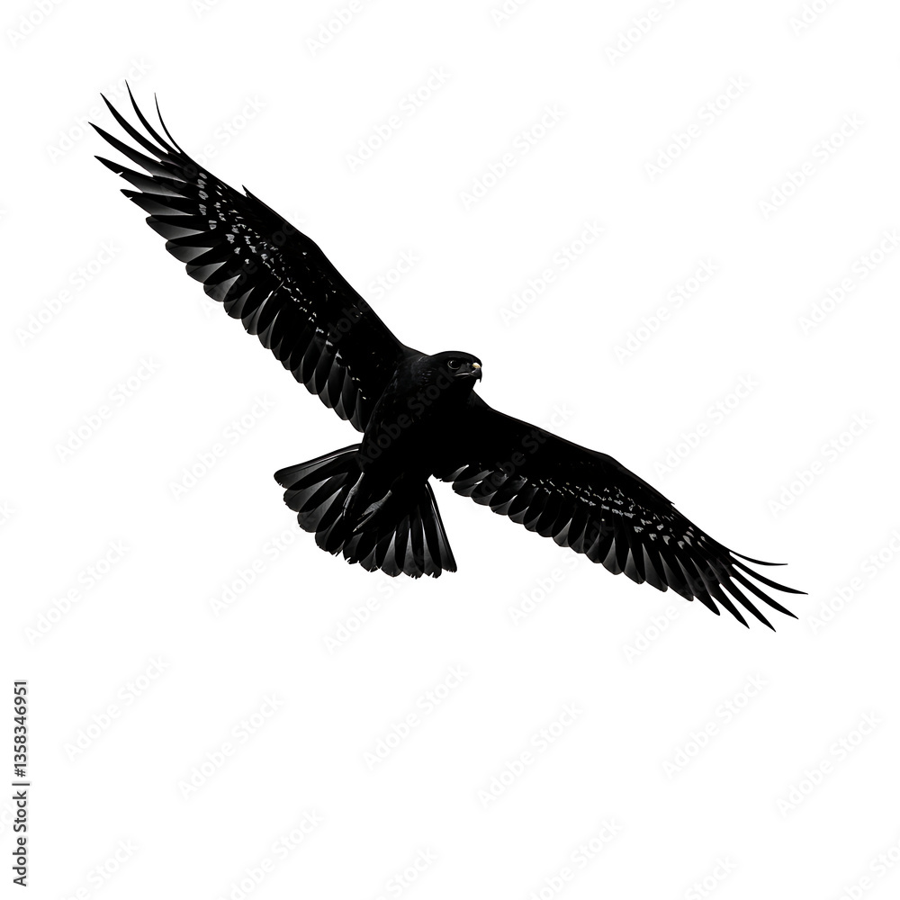 Fototapeta premium Black Silhouette of Horned Hawk with Sharp Talons