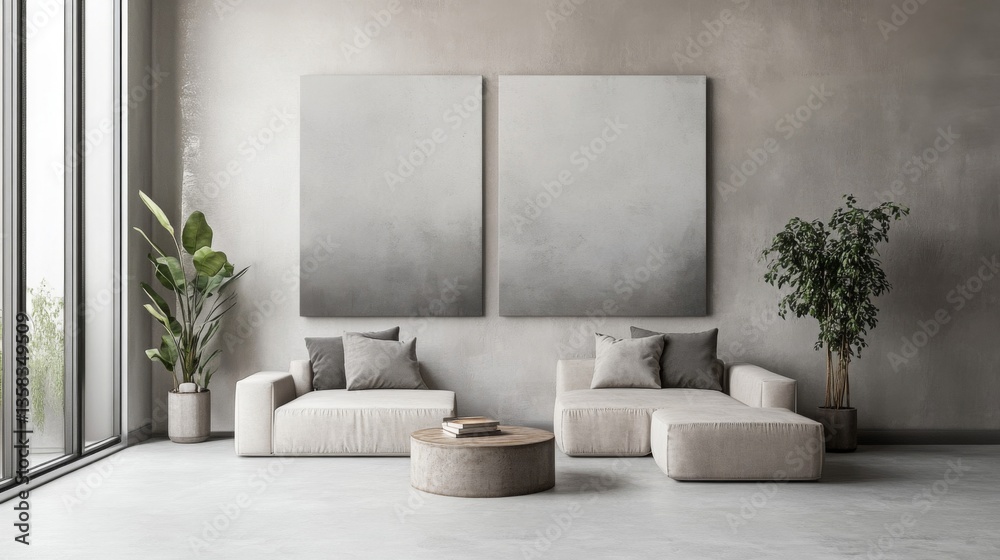 Obraz premium Modern Minimalist Living Room Interior Design