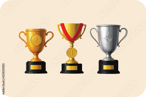 Trophy Trio: Gold, Silver, and Bronze Awards of Achievement