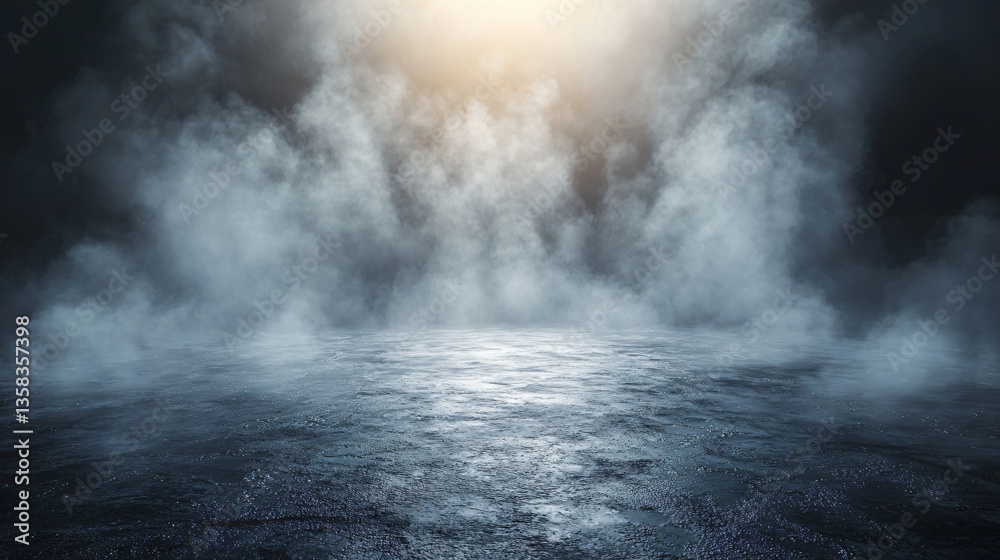 Fototapeta premium Dark smoky stage floor