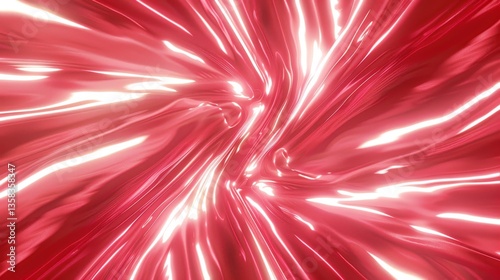 Abstract red vortex with bright, flowing light patterns in a swirling motion