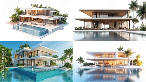 Four luxury waterfront villas with infinity pools. photo