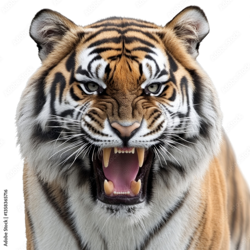 Fototapeta premium A tiger with its mouth open and teeth bared