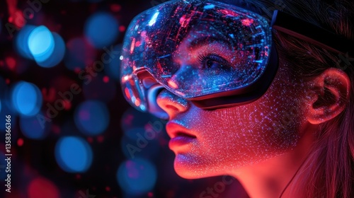 Immersive Virtual Reality: A Woman Explores a Digital World