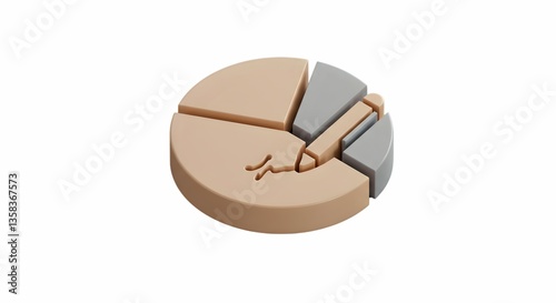 Analyzing Pie Chart Data with Pencil Markings on Beige Background
