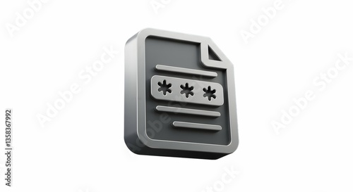 Secured File with Asterisks Representing Password Protection in Silver