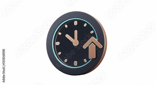 Clock with Arrow Pointing Up Symbolizing Time Increase or Improvement
