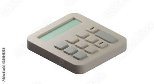 Isometric Calculator on White Background for Financial Calculation Work