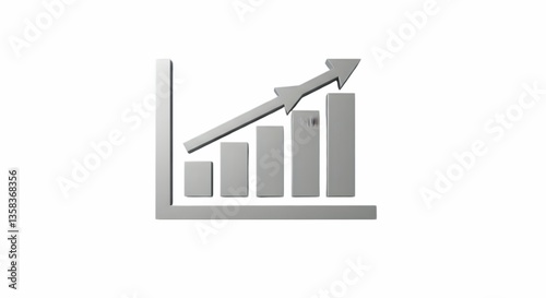 Analyzing Upward Trend Chart Demonstrates Growth and Progress on White Background