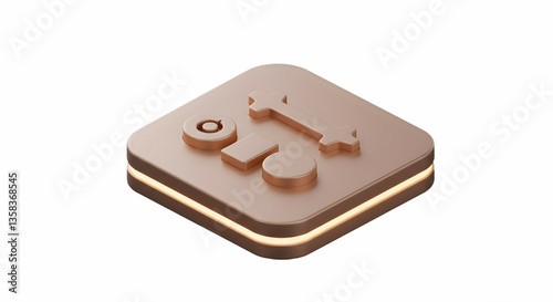 Isometric Layout of Shapes on Platform with Golden Glow