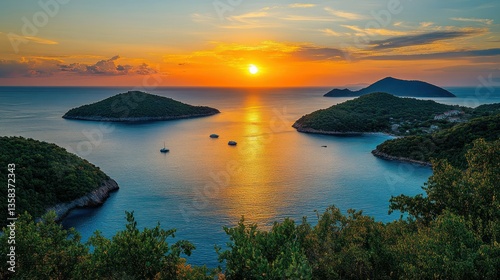Sunset over the Adriatic Sea: A Breathtaking View of Croatian Islands