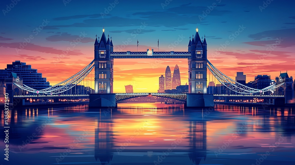 Fototapeta premium London skyline at sunrise, Tower Bridge