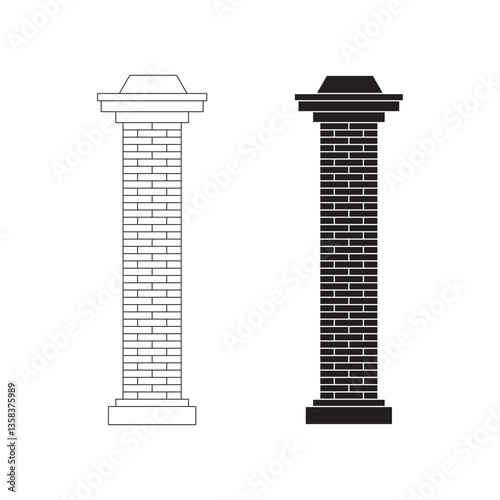 pillar brick icon set isolated on white background