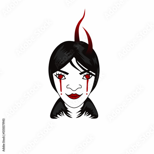 girl with red hair and black hair