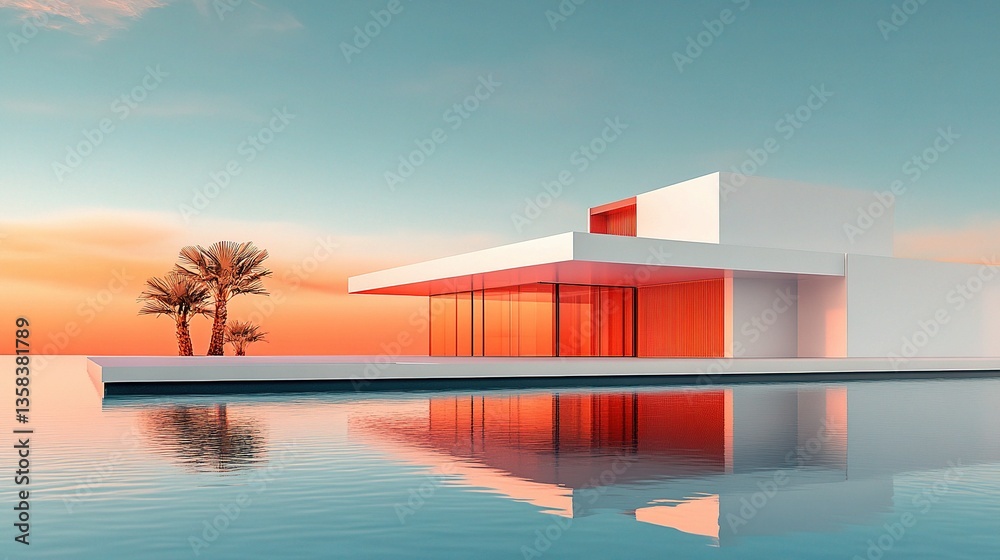 Minimalistic Architectural Design with Abstract Lines at Sunset Minimalistic Architectural Design with Abstract Lines at Sunset