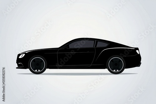 Sleek Black Sports Car Side View Minimalist Modern Design