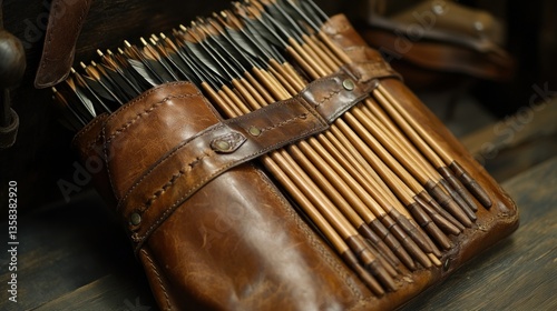 Leather quiver full of arrows (1)