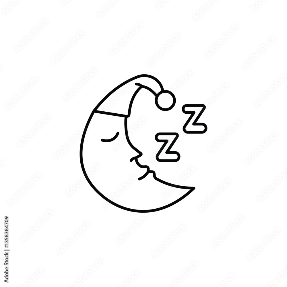 Sleeping Moon icon design with white background stock illustration Sleeping Moon icon design with white background stock illustration